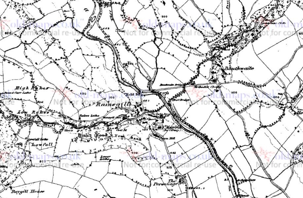 Map of Bouthwaite and Ramsgill from 1852
